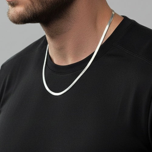 C006W B.Tiff Herringbone Chain Necklace/ 6mm
