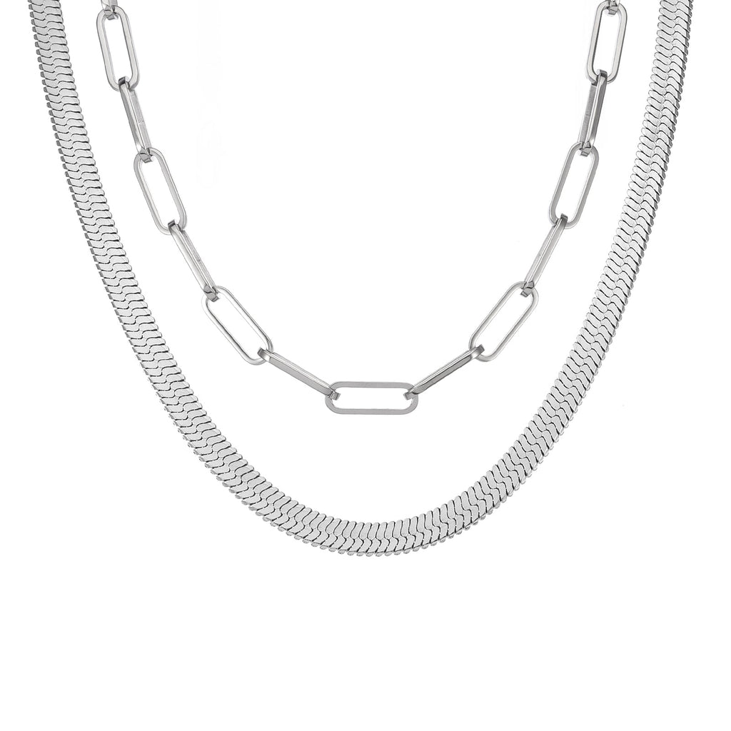 C006W B.Tiff Herringbone Chain Necklace/ 6mm