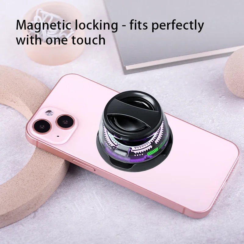 Portable Bluetooth Speaker BT5.3 – Magnetic Mini Speaker with RGB Lights & Phone Holder, Up to 7 Hours Playback