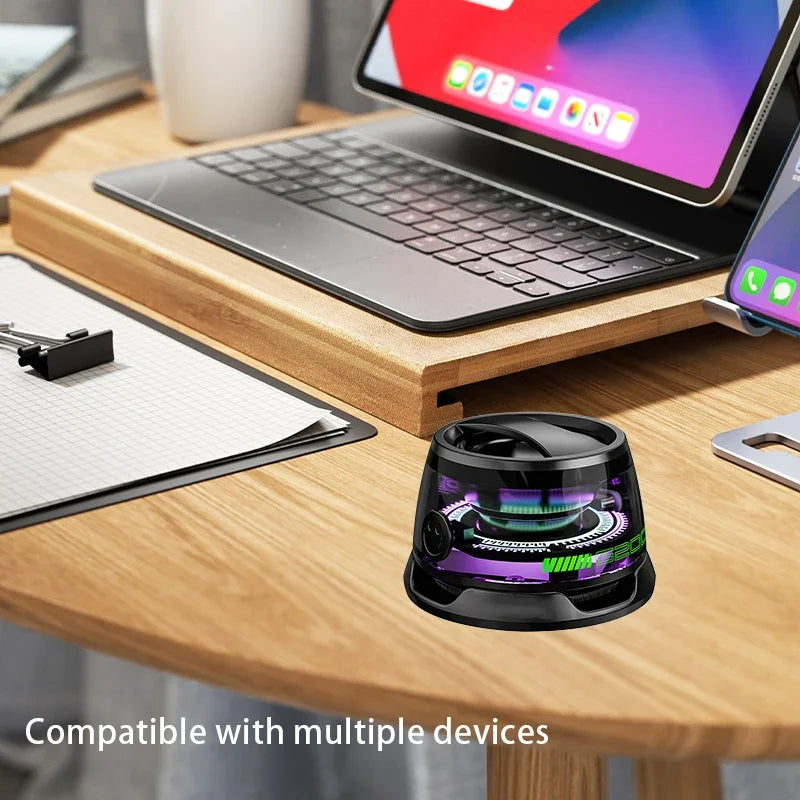 Portable Bluetooth Speaker BT5.3 – Magnetic Mini Speaker with RGB Lights & Phone Holder, Up to 7 Hours Playback